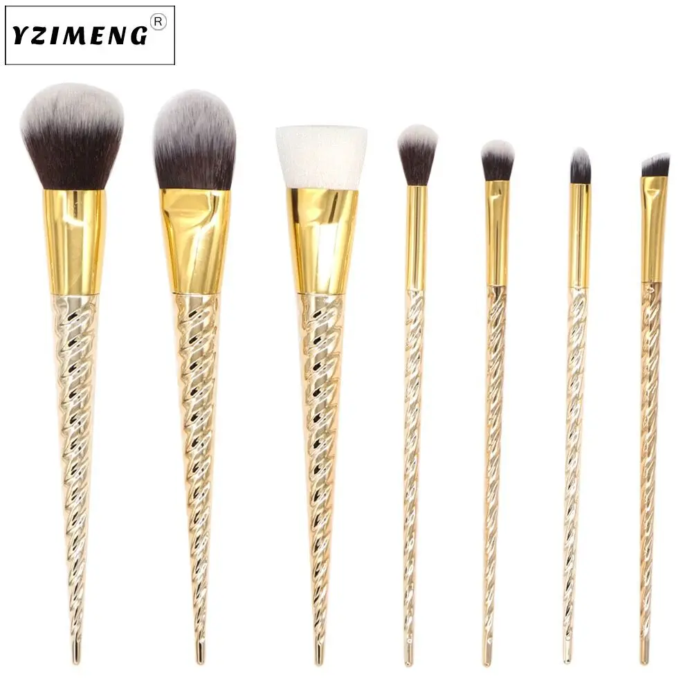 7 шт./компл. Золотой Единорог набор кистей для макияжа Фонд смешивания порошка