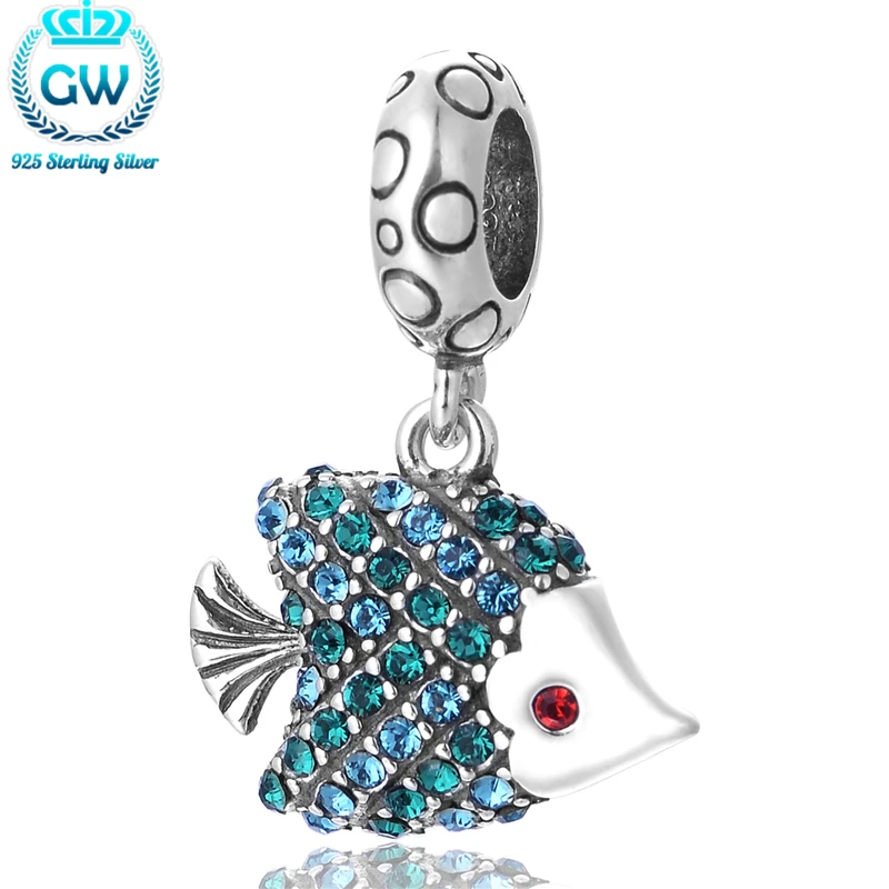 925 Sterling Silver Charms Animals Rhinestone Fish Charm Pingente Peixe For DIY Jewelry Making Brand Gw Jewellery S326-30 | Украшения и
