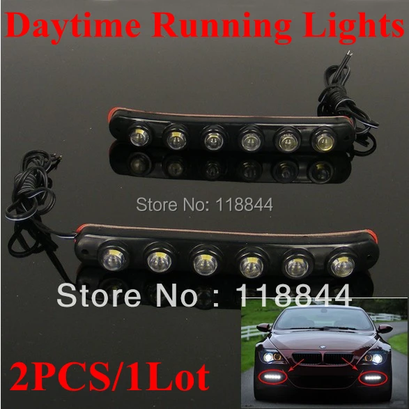 Новый 2X автомобиль 6 светодиодный DRL Вождения освещают днем светильник налобный