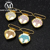 miyocar 10pcslot bling 5 colors crown heart shape gold sliver pacifier clip pacifier holder good quality sp029