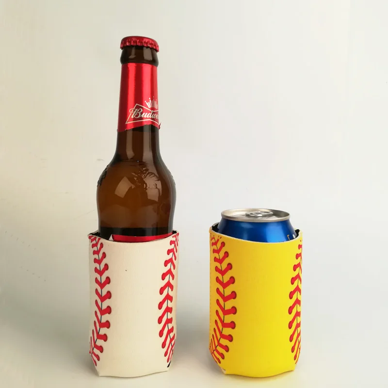 

Base-ball Can Cooler Wholesale Blanks Softball Bottle Wrap White Ball Can Covers Team Accessories Gift in 2 Colors DOMIL106498
