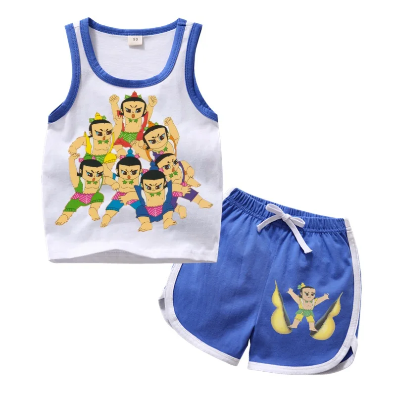 Детская одежда летние милые спортивные костюмы жилет и шорты комплект одежды для