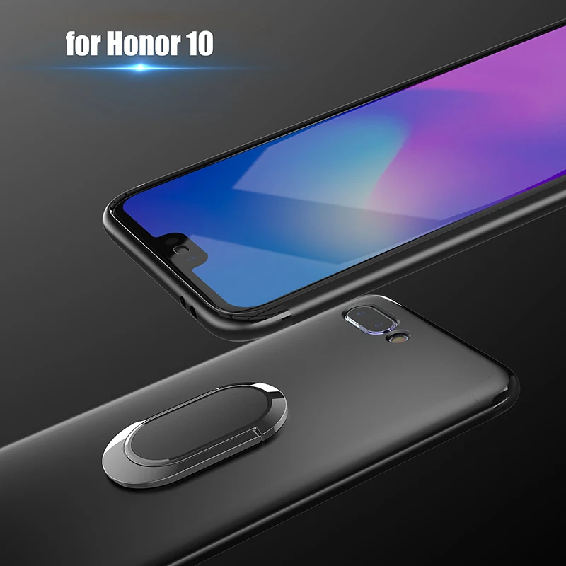 Магнитный кольцевой кронштейн чехол для huawei Honor 10 силиконовый + Автомобильный