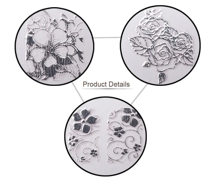 Переводные картинки для ногтей 108 шт./лист высокое качество серебристые