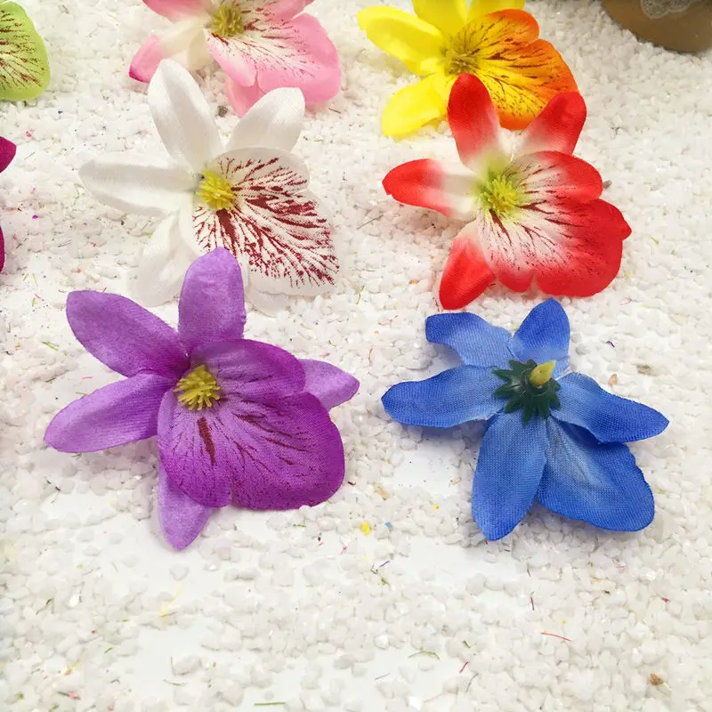 5 шт./искусственные шелковые цветы маленькая голубая бабочка Орхидея DIY