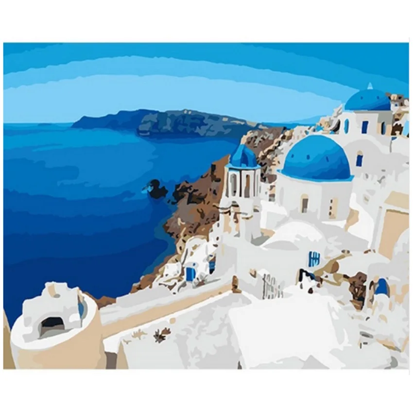 Санторини ручная живопись маслом барокко декоративное постельное белье зеркала