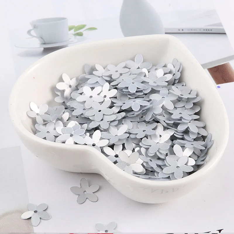 Matte Silver Блестки матовый розовый цвет Lentejuela 10 мм чашка пять пальцев цветок тесьма с пайетками для шитья свадебные ремесла Женская одежда аксессуар - Цвет: Matte Silver