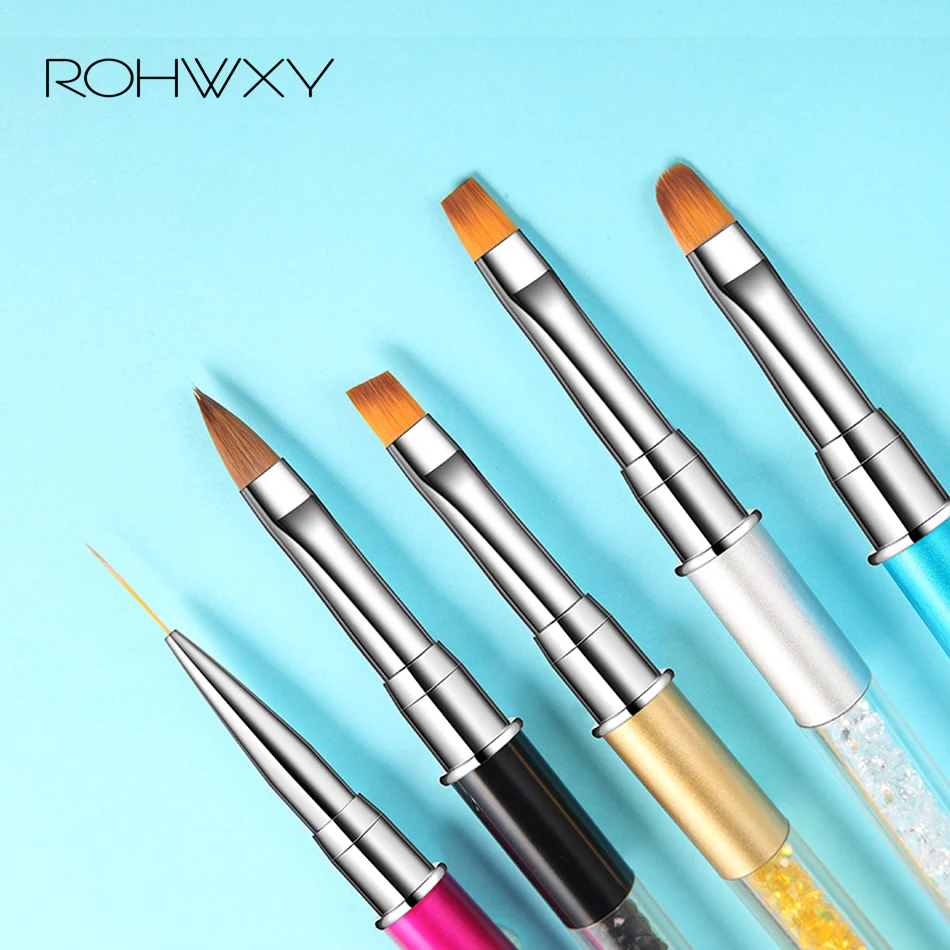 ROHWXY кисть для рисования ногтей, кристальная акриловая Гелевая Кисть для ногтей, Полоска, цветочная живопись, линия для резьбы, карандаш для маникюра, инструменты, УФ-гель