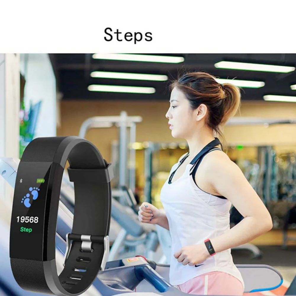 ID115HR Plus Heart Rate Monitor Smart Bracelet Wristband Fitness Tracker USB Charging Bluetooth Smart Band For Xiami IOS Android images - 6