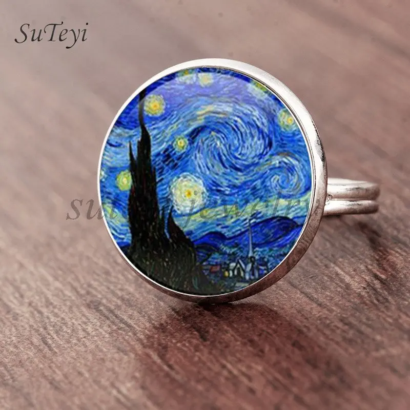 SUTEYI классические круглые стеклянные кольца художественная живопись