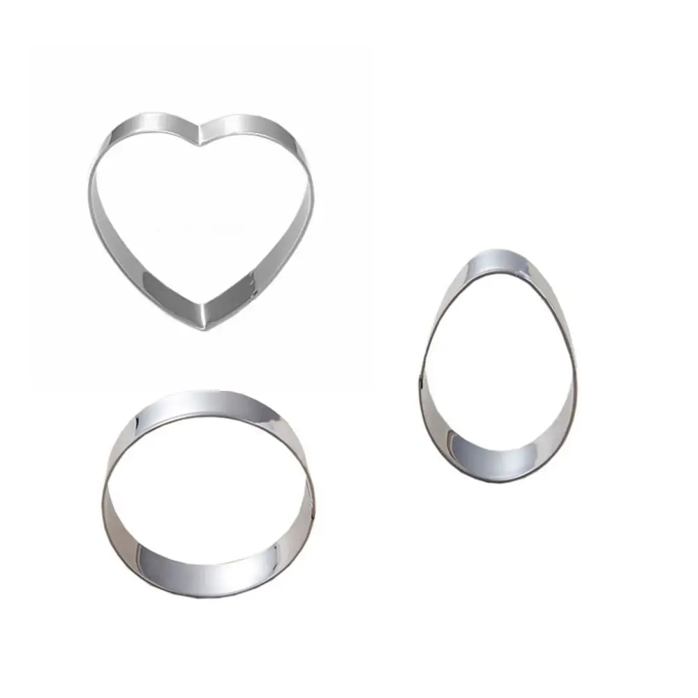 

3pcs/Set Easter Round Heart Egg Molding Metal Cake Mold Fruit Vegetable Biscuit Cookie Cutter Tools Kitchenware Stainless Steel