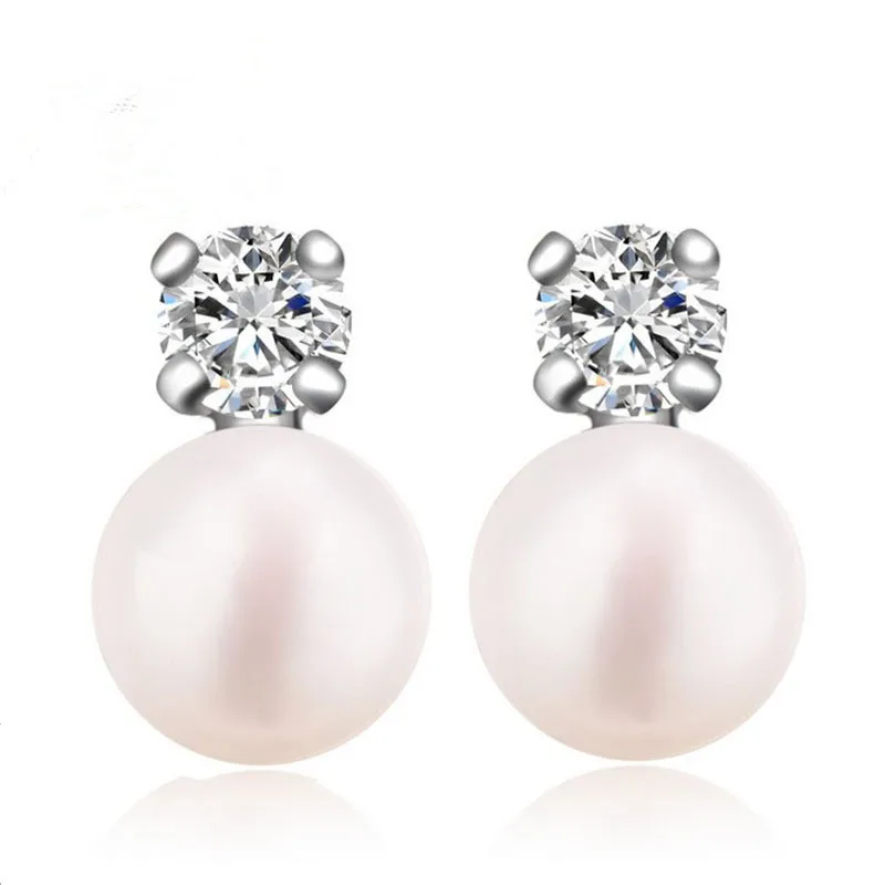 Модные ювелирные изделия Сладкий Стильный жемчуг CZ серьги гвоздики для женщин