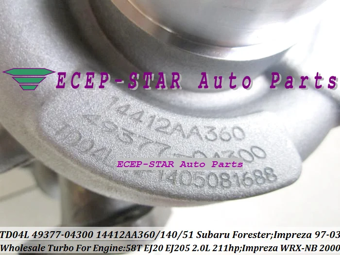 Турбокомпрессор TD04L 49377 04300 14412 AA360 Для subar u FORESTER Impreza 97 58T EJ205 2.0L|turbocharger part|turbocharger