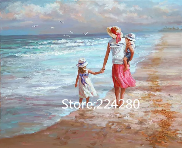 

Needlework,DIY 14CT Cross stitch,Seaside mother and daughter fashion Embroidery kits,Art Cross-Stitching handmade home decor