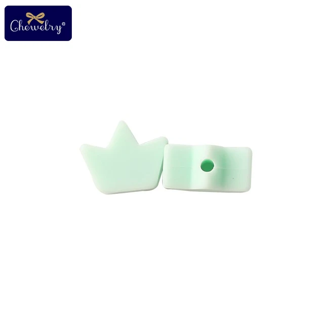 Mint Crown 30 шт Корона детские мини силиконовые бусины для сделай своими ругами слингобусы Прорезыватель жемчуг бусины BPA бесплатные детские товары Силиконовые Бусины зубы - Цвет: Mint Crown