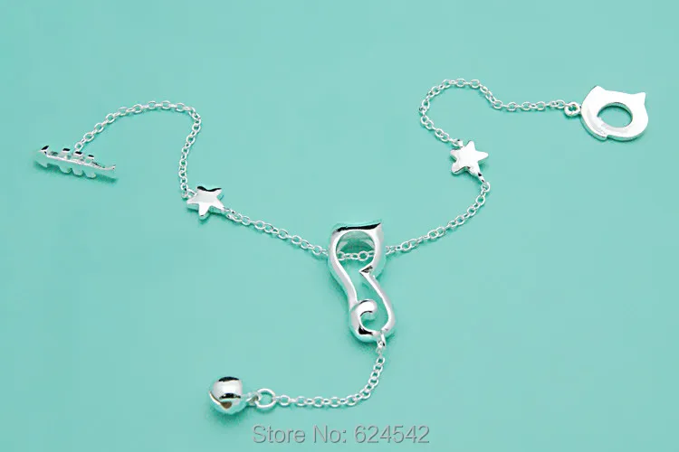 Женский браслет-цепочка в форме кошки из серебра 925 пробы | Украшения и аксессуары