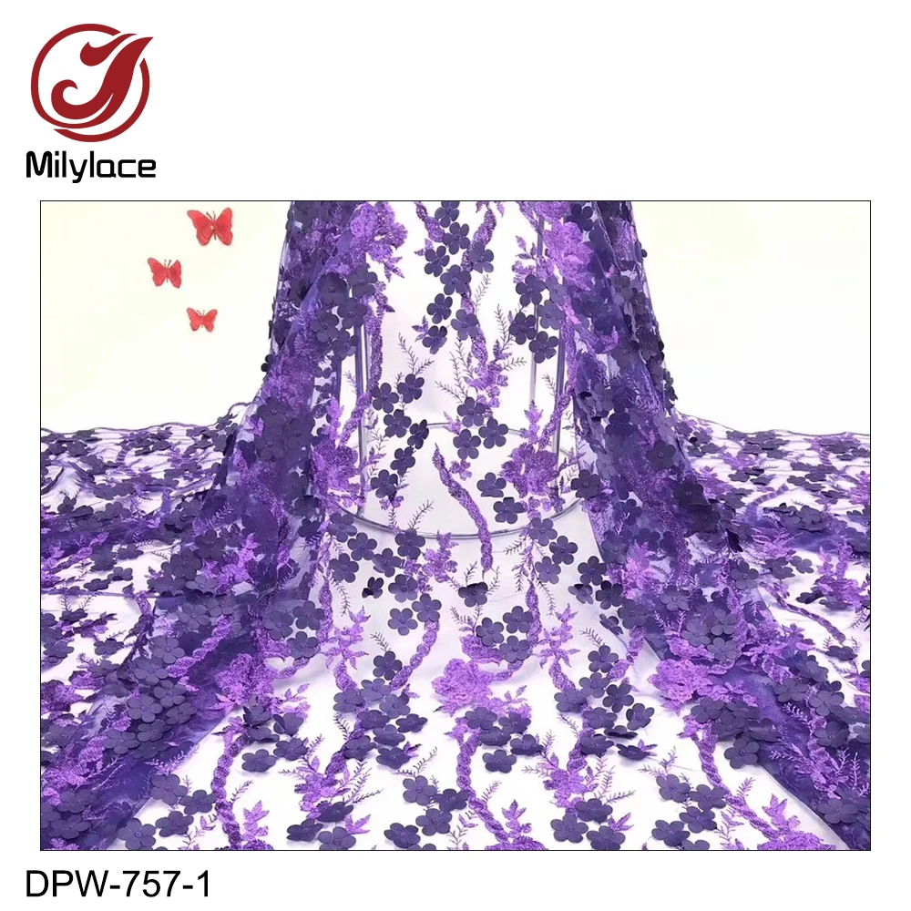 

Milylace nice flower Nigerian lace fabric 5 yards embroidery lace fabric with appliques French lace fabric for dresses DPW-757