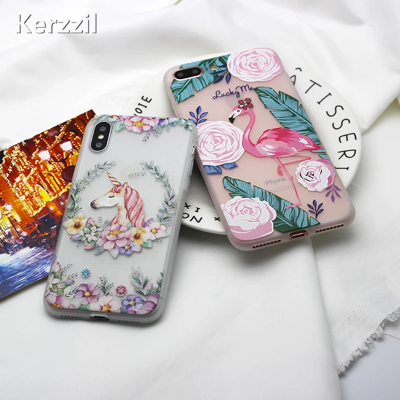 Чехол Kerzzil с милым единорогом фламинго для iPhone 7 6 6S Plus мягкий чехол из ТПУ милыми