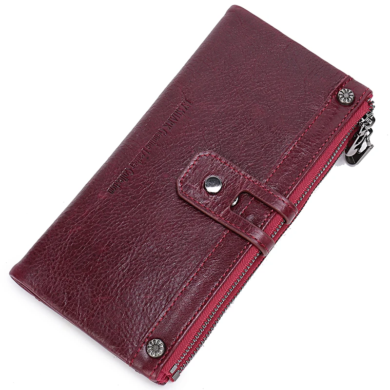 Burgundy B LY.SHARK Genuine Leather Wallet Women Coin Purse Lady Wallet Female Credit Card Holder Clutch Bag Money Long Wallet Phone Green - Цвет: Burgundy B