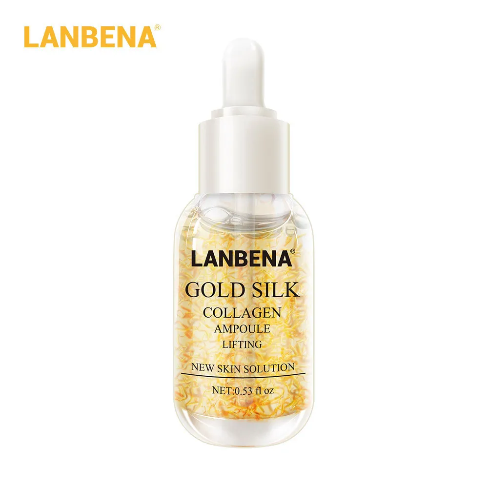 

LANBENA 24K Gold Silk Ampoule Face Lift Serum Liquid Moisturizing Anti Wrinkle Facial Skin Solution Smooth Face Essence 15ml #T