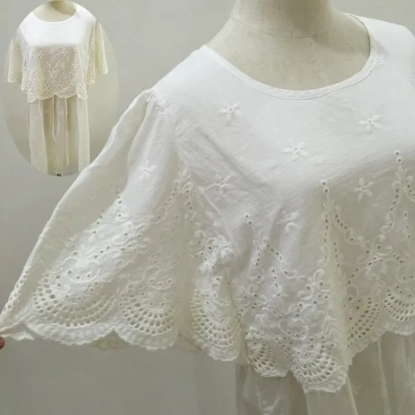 Платье накидка с рукавами крылышками белое винтажное Хлопковое платье на