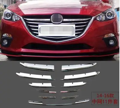 Передняя решетка Планки lane Легенда чехол для Mazda 3 Axela-, АБС, хром, 11 шт./компл., автомобильные аксессуары - Цвет: for 2014-2016
