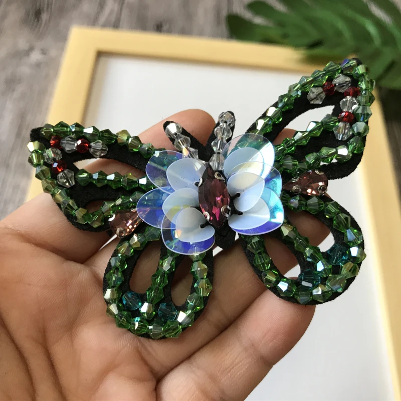 4 шт./лот блестящий бисер с цветной аппликацией в виде бабочки одежда для сумки