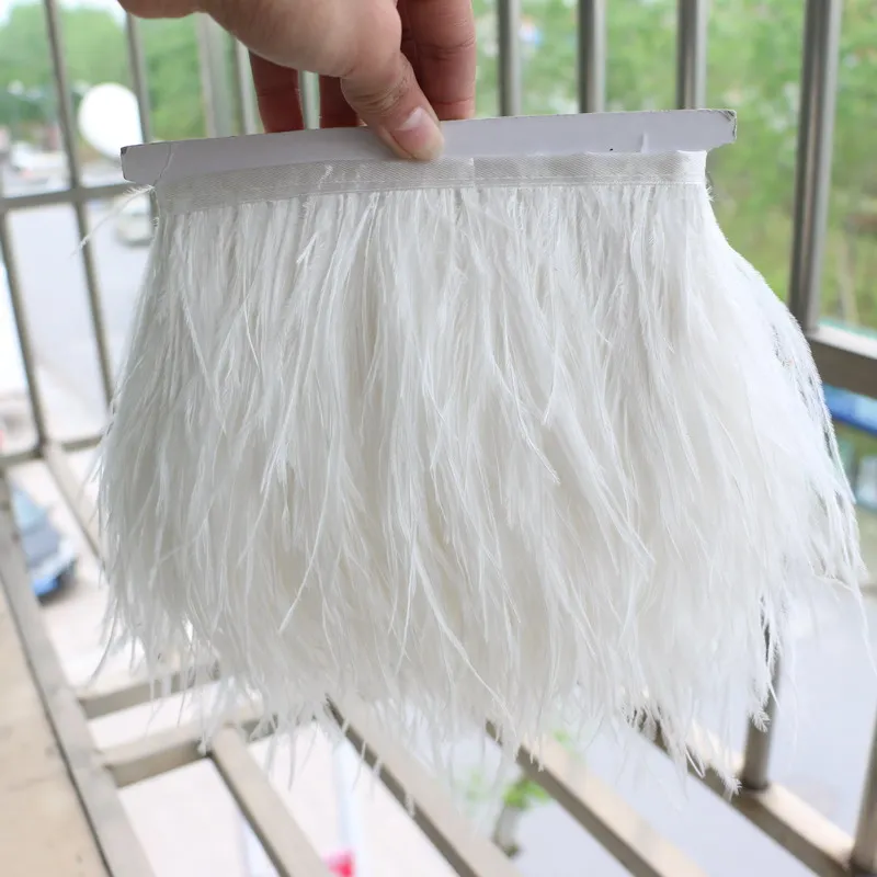 

10-15cm pure white natural ostrich feather trim 10yards\lot ostrich plume fringe trimming for diy clothing accessories supplies