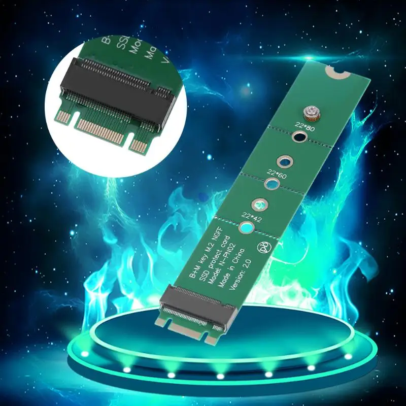 

M.2 NGFF B Key Female Port to M.2 NGFF B+M Key Male Converter Adapter Card Convert 2242/2260 SSD to 2280 SSD