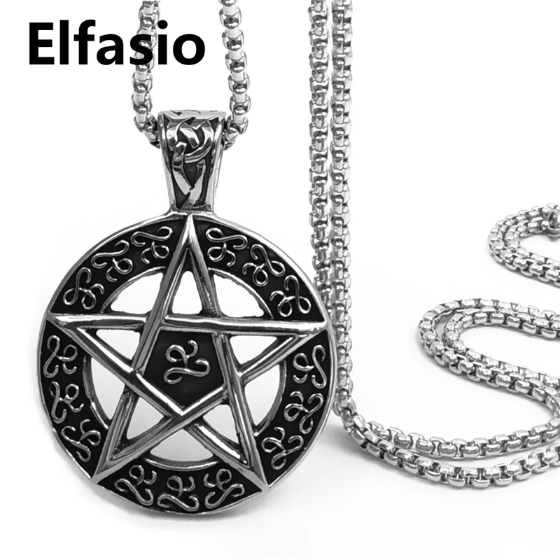 Мужские кельтские Wicca пентаграмма амулет со звездой кулон с цепочкой из