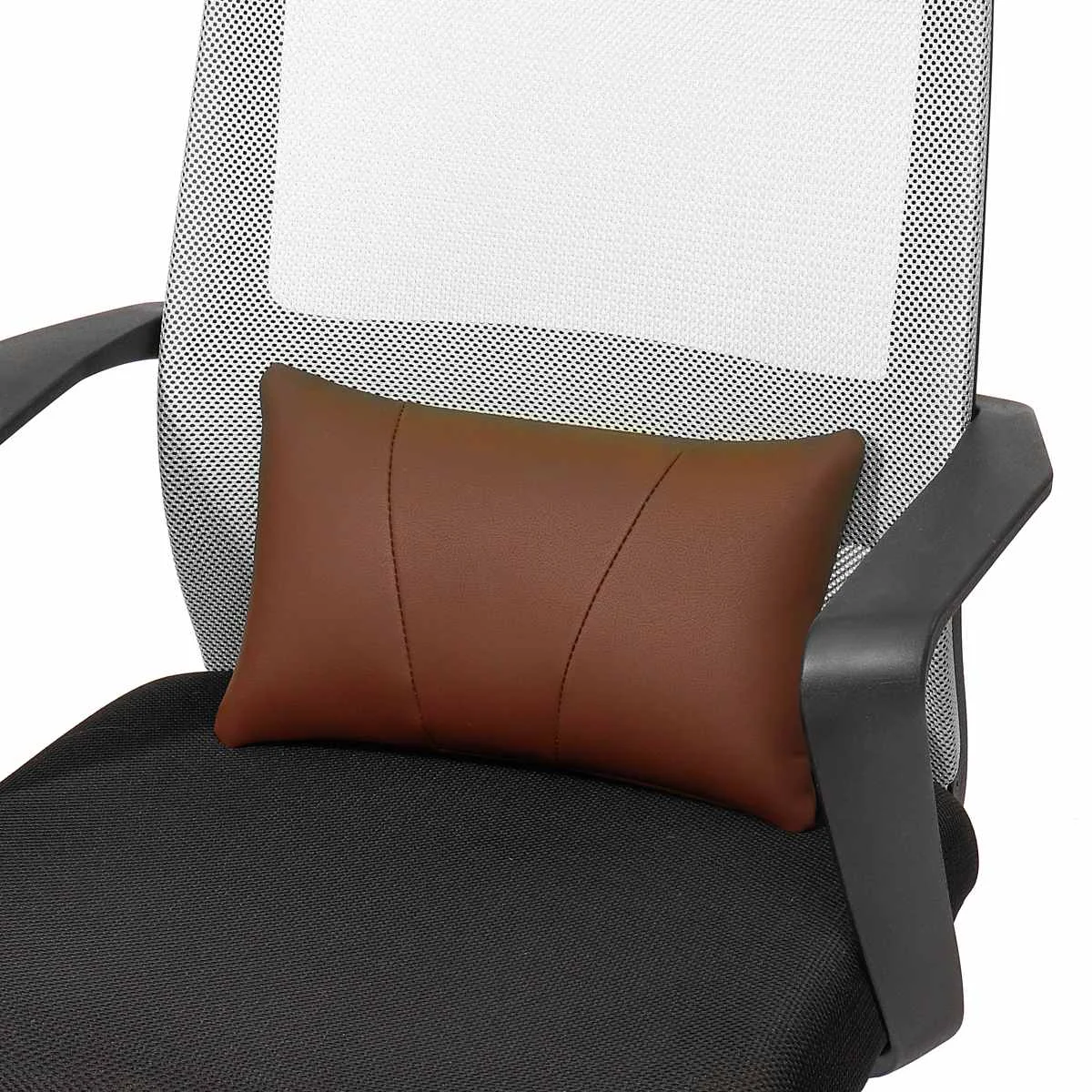 Coffee Lumbar Роскошная мягкая кожаная Автомобильная подушка для шеи на заднее сиденье, поясничная поддержка, массажер, поясная подушка, подушка для стула, сиденье, облегчение боли - Название цвета: Coffee Lumbar