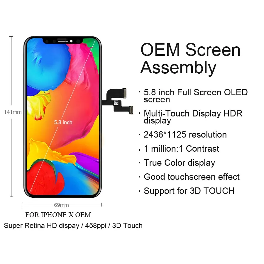 PINZHENG Оригинальный ЖК дисплей для iPhone X Xs Max XR OEM сенсорный экран LCDS с дигитайзером