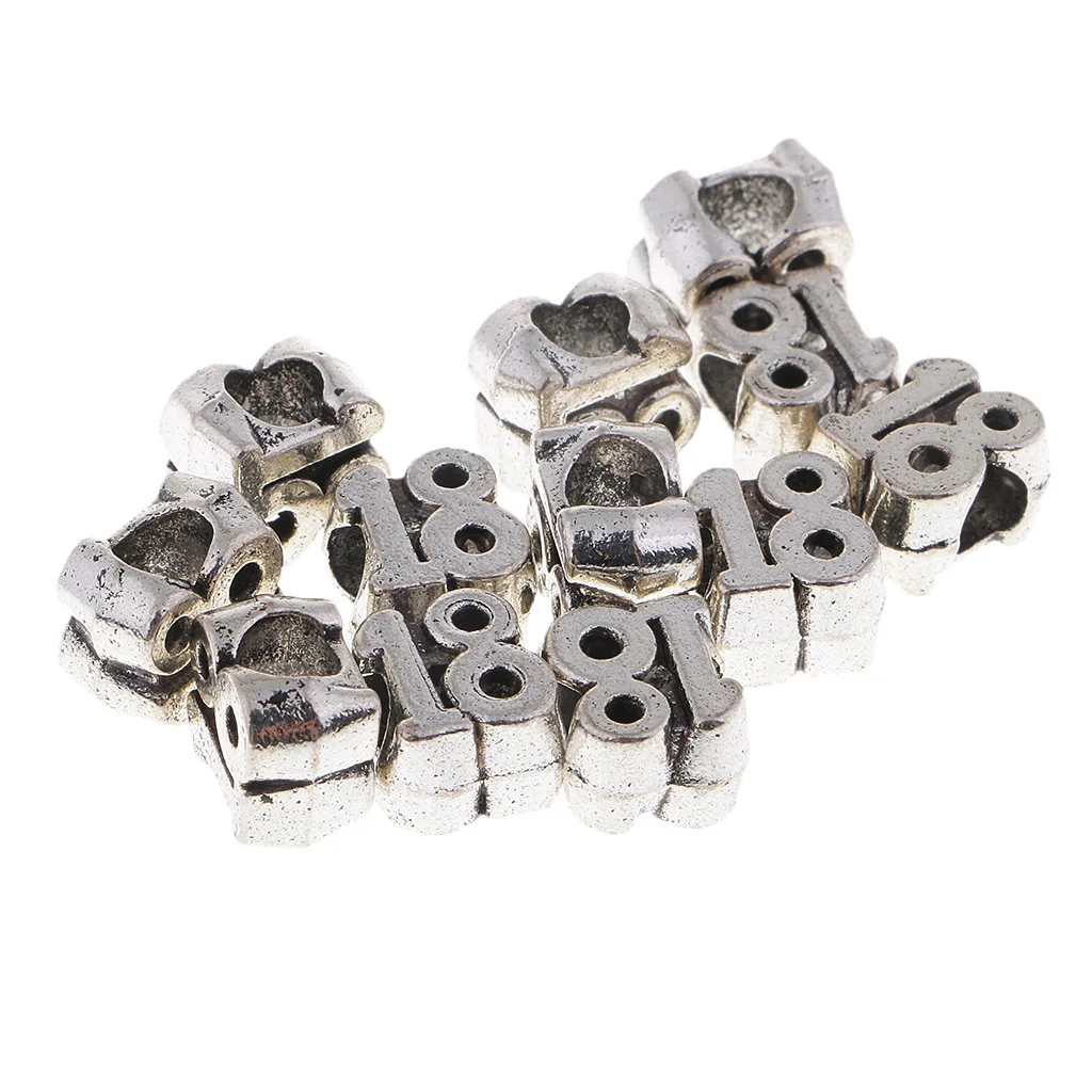 Pack of 12 Beautiful Large Hole Beads Metal Decorative for Clothing Bags Shoes Bracelet Decor | Дом и сад