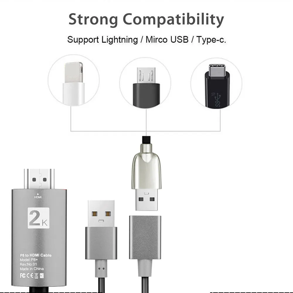 3 в 1 USB к HDMI кабель 2K HD 1080P tv AV Кабель адаптер Шнур для iPhone XS/XS MAX/XR поддерживает