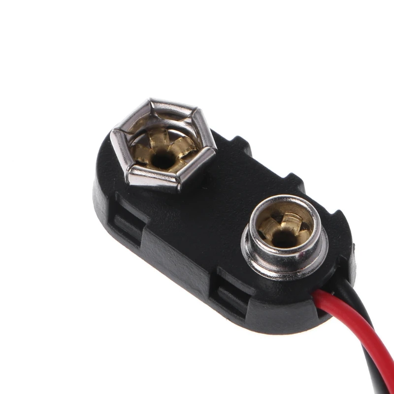 

150mm PP3 9V Battery Clip Connector I Type Tinned Wire Leads Black Red Plastic+Metal Black Red Silver 2.5x1.2cm