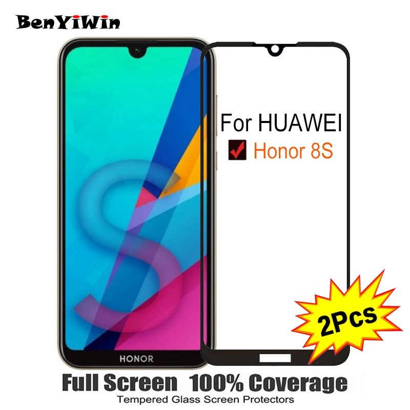 2PCS Full Cover Screen Protector Tempered Glass For Huawei Honor 8S 5.71" 9H Protective glass For Honor 8s 8 S KSE LX9 Film Case