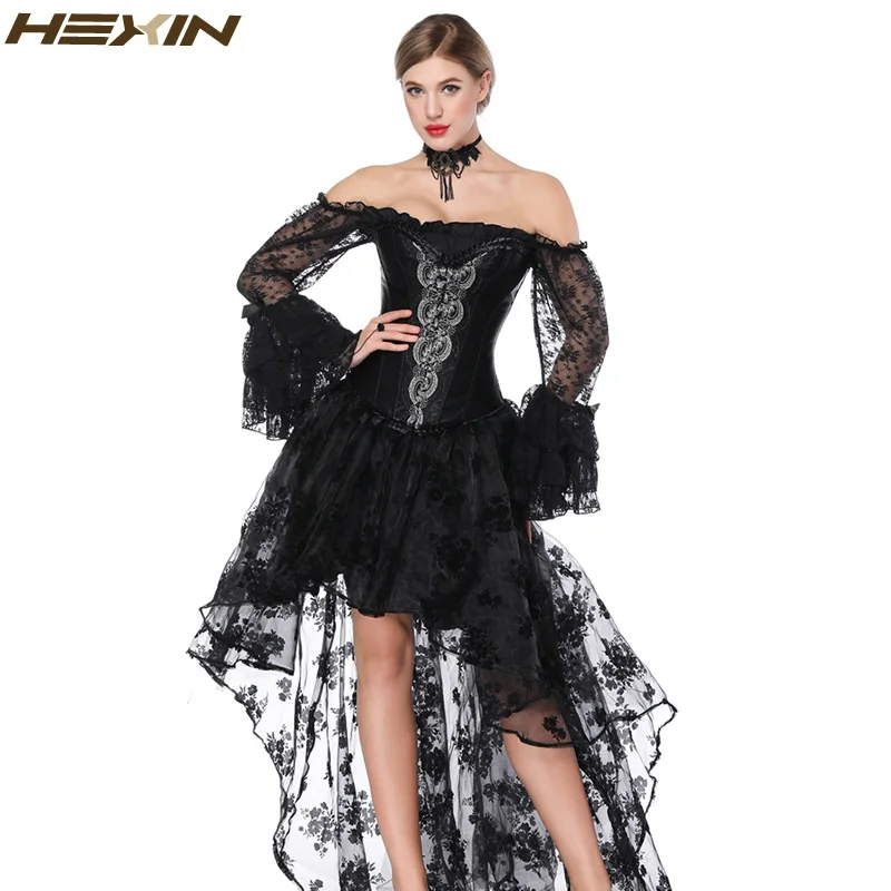 HEXIN женский сексуальный готический корсет и платье бюстье юбка с оборками в стиле