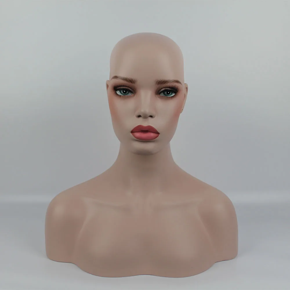 Fiberglass Realistic female mannequin dummy head bust,wig manikin heads display