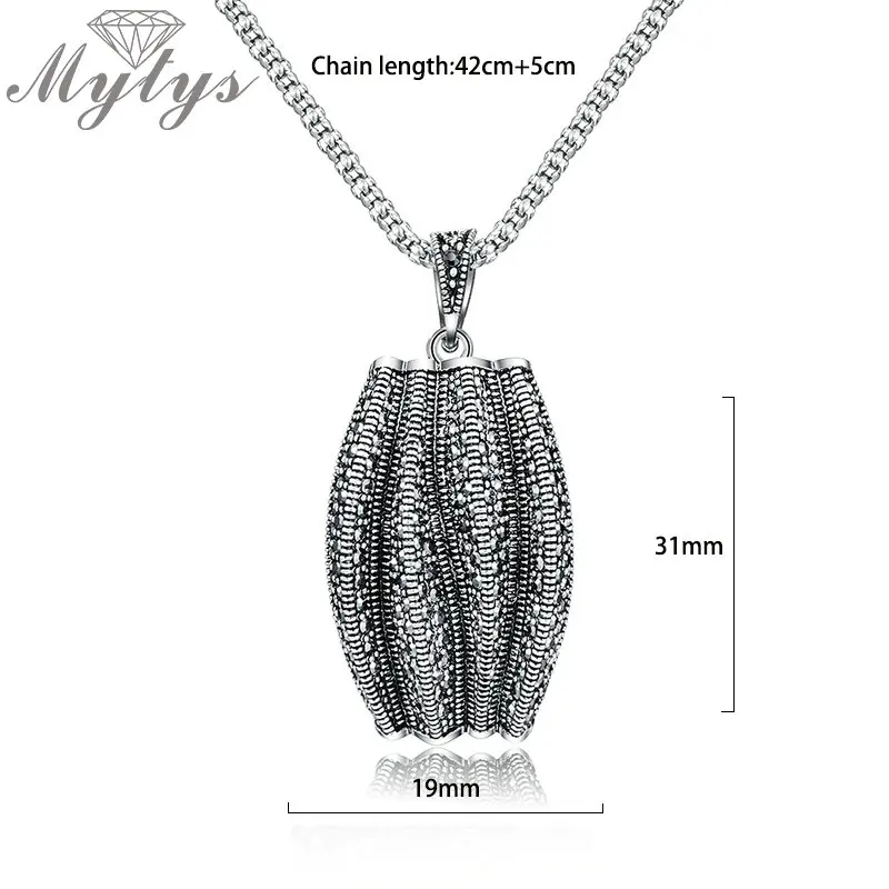 Mytys подвеска в форме ракушки черная марказитовая ожерелье для женщин антикварная