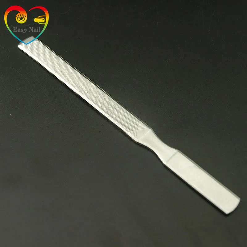 

EasyNai 1pcs Super Stainless Steel 2 sides Pusher and Nail File 13cm Metal Grinding Rod Scrub Nail File Manicure Pedicure Tool