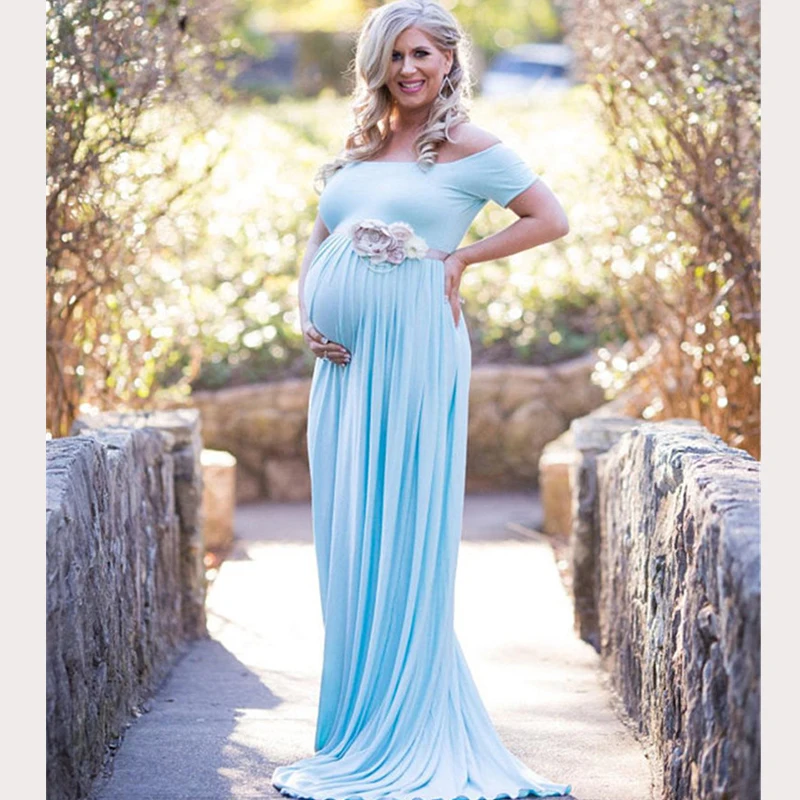 

New Maternity Dresses Photography Props Cotton pure Maternity Long Dress maxi dress Clothes for Pregnant women No Belt