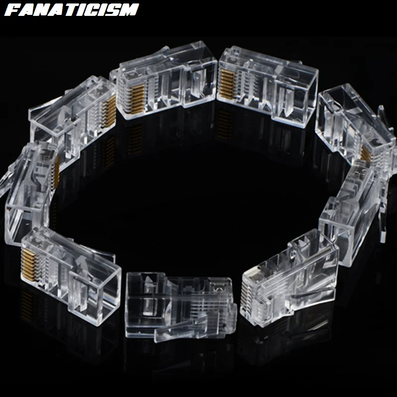 

6000pcs 8Pin RJ45 Modular Plug Crystal Heads RJ-45 Network Cable Connector Adapter For Cat5 Cat5e Ethernet Cable Plugs