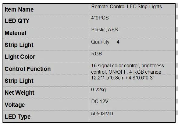 Автомобильный RGB Светодиодные ленты 4*9 шт SMD 5050 10 Вт автомобиль декоративные атмосферу полосы света авто RGB путь напольный светильник дистанционного Управление 12V