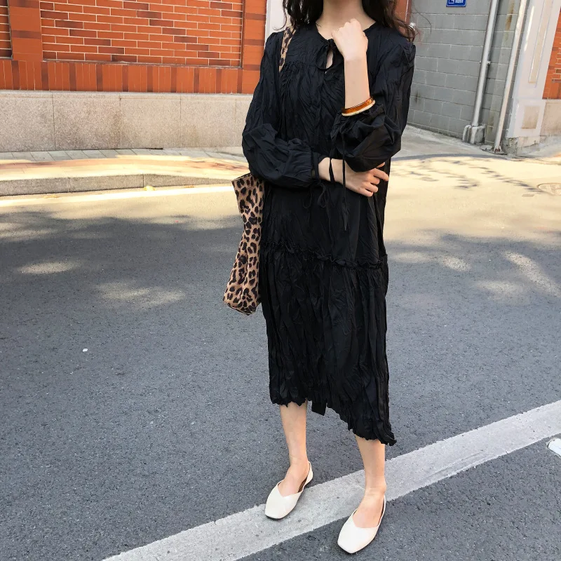 Новое поступление 2019 женское весенне-летнее платье с длинным рукавом