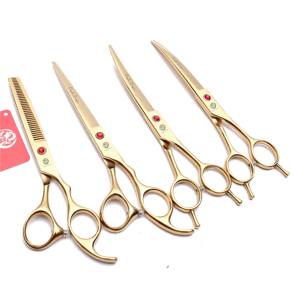 7 &quotJP нержавеющей Фиолетовый Дракон золотой стрижка ножницы прямые филировочные