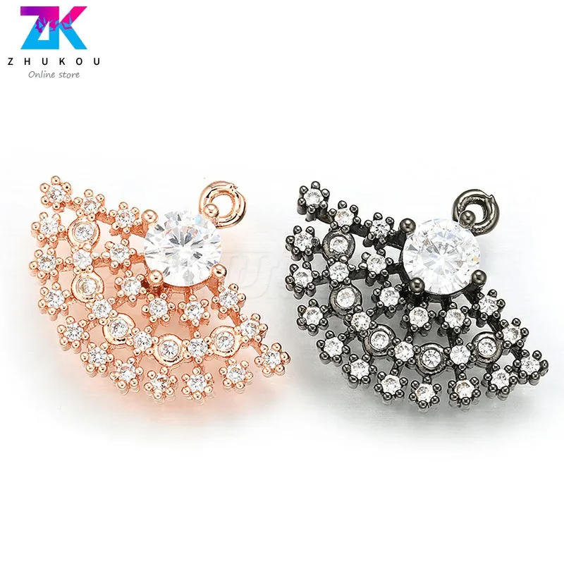 ЖУКОУ 2019 Блестящие шармы в форме раковины ручной работы из латуни с кубическим цирконием для создания подвесок на самодельные ювелирные изделия на ожерелья и серьги.