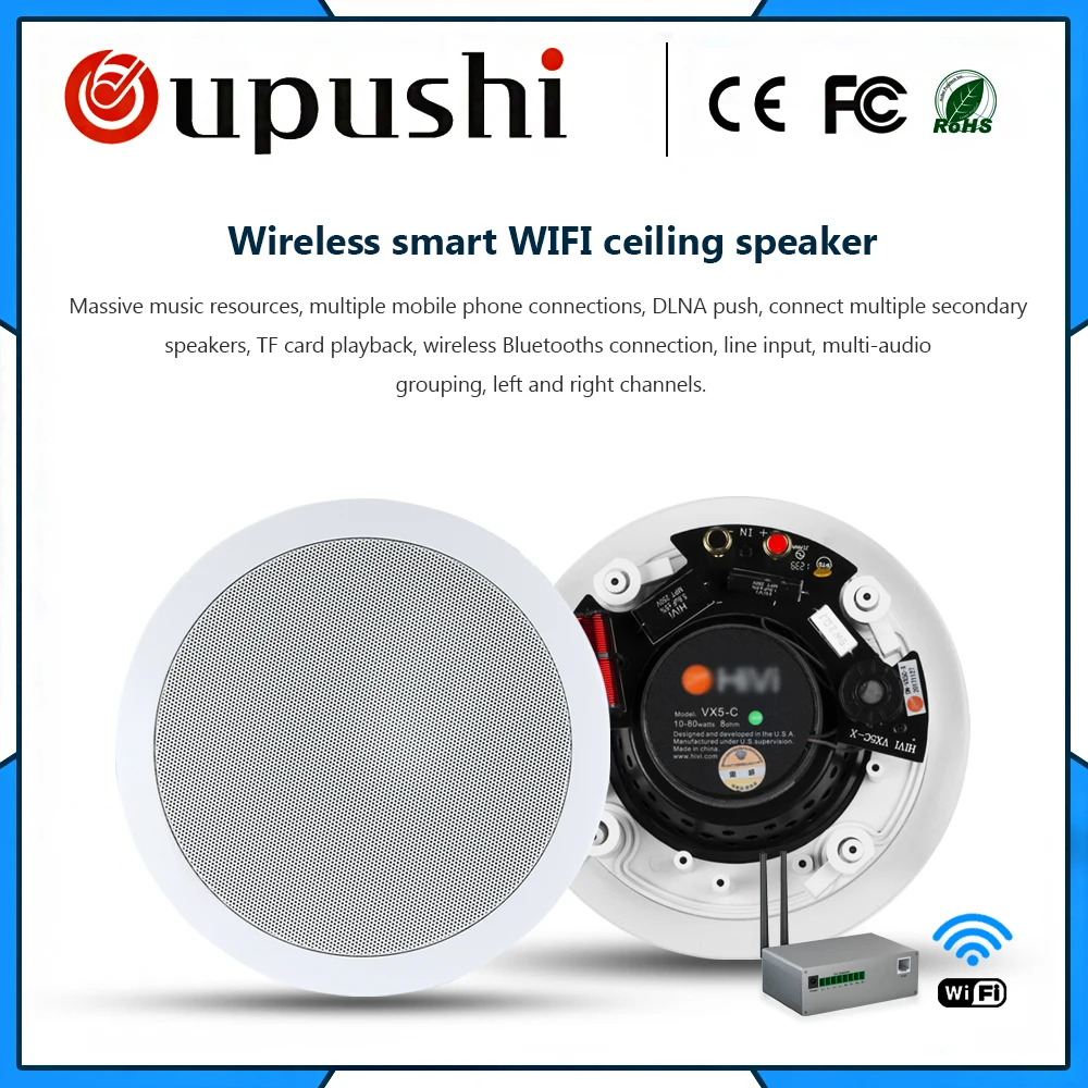 Oupushi VX5 C Wi Fi динамик 5 25 дюймов 20 Вт круглый потолочный домашний кинотеатр фоновая музыка с отличным качеством