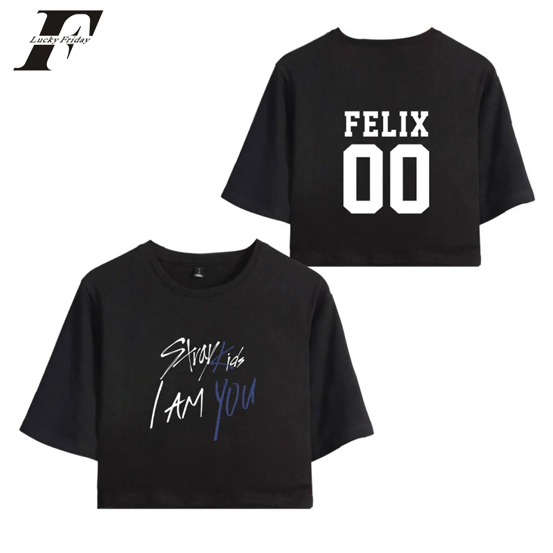 2018 модные бродячие дети I Am You Idol Kpop FELIX 00 Топы в стиле хип хоп футболка с коротким