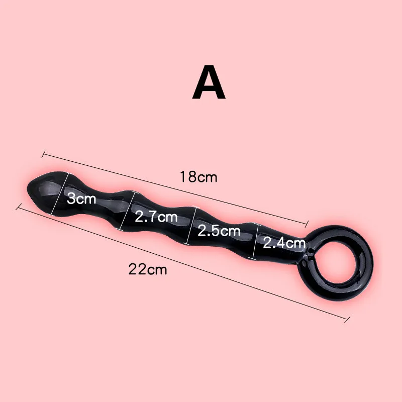 4 Style Black Long Glass Anal Plug Balls Buttplug Double Beads Toys Dildo Adult Ass Dilator Set | Красота и здоровье