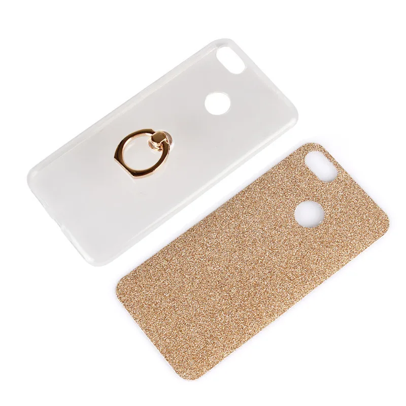 For Huawei P9 Lite Mini Case 5.0 inch Flash powder 3D Relief Silicone Soft Cover TPU With Ring Phone Bag |
